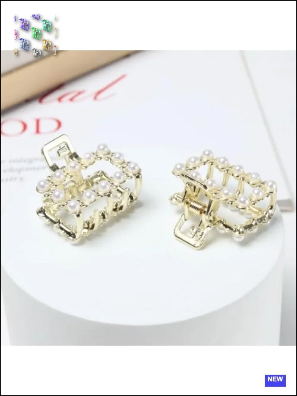 16 Pc Mini Pearl Hair Claw Clips Metal Gold Plated Bangs Styling Accessories